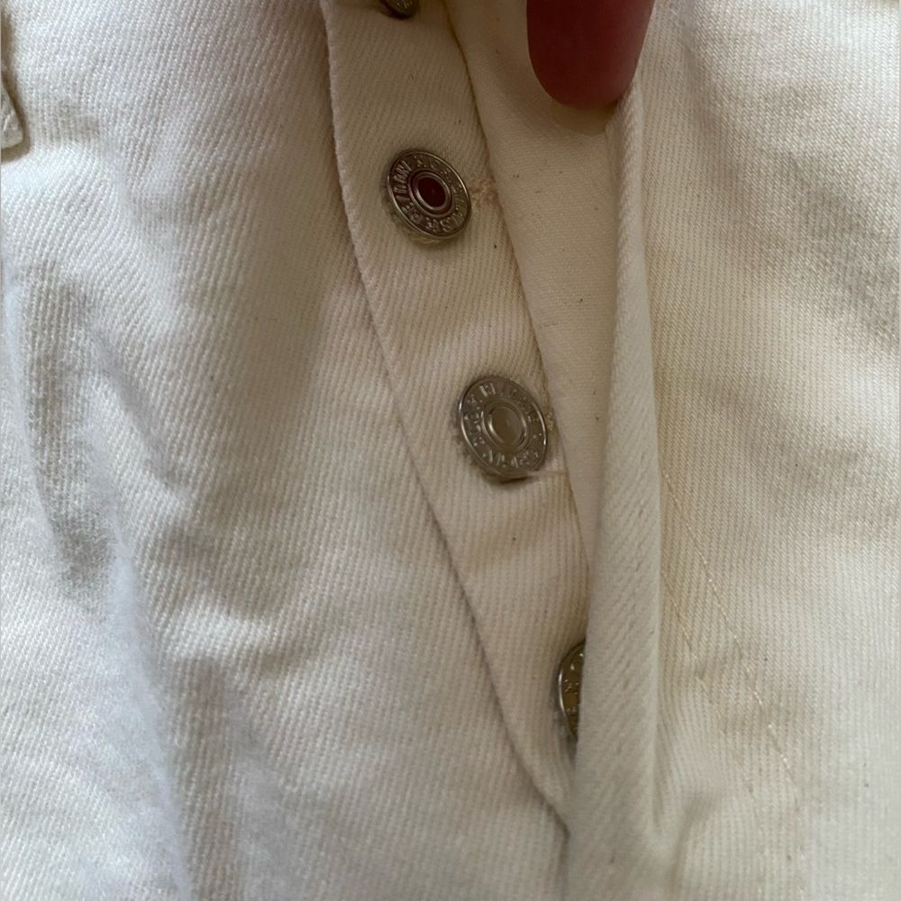 Re/Done Button Fly Creamy White Jeans Raw Ankle Womens Size 25 - Picture 5 of 10